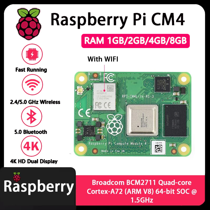 Raspberry Pi CM4 1GB/2GB/4GB/8 - Raspberry Pi Compute Module 4 8Gb 32Gb Emmc recension och pris