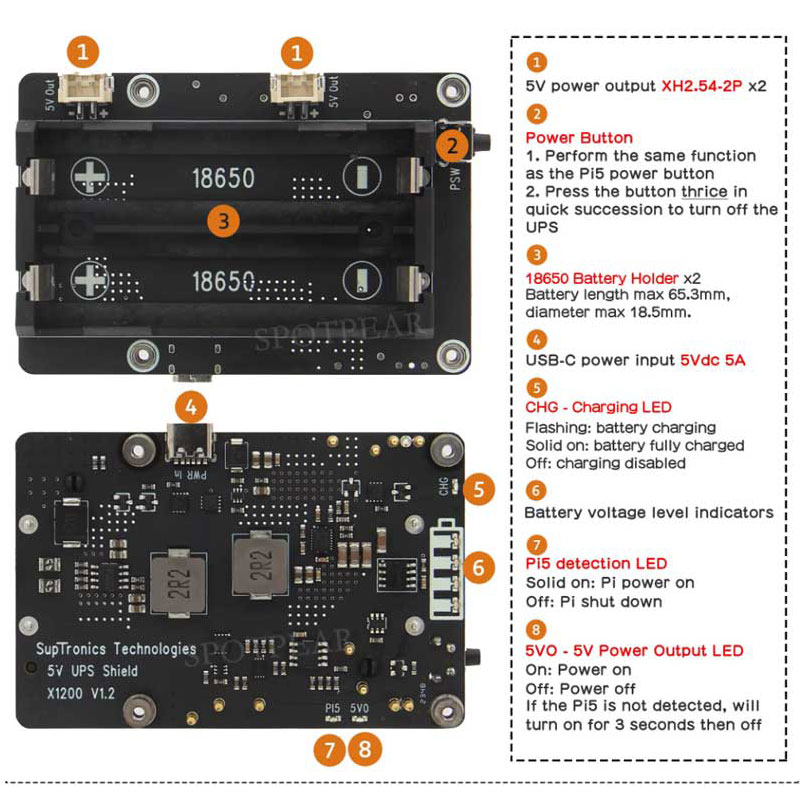 Raspberry Pi 5 UPS Expansion B - Raspberry Pi Uninterrupted Power Supply Ups 18650 recension och pris