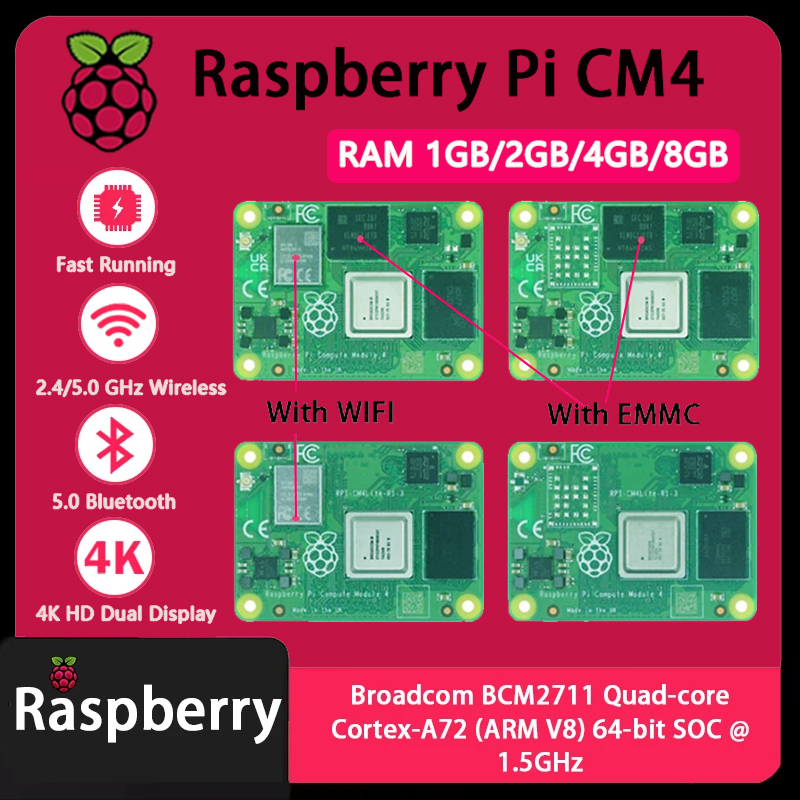 Raspberry Pi CM4 1GB/2GB/4GB/8 - Raspberry Pi Compute Module 4 8Gb 32Gb Emmc recension och pris